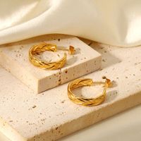 Simple Stainless Steel Jewelry Wheat C-shaped Hoop Earring Jewelry main image 4