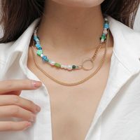 Fashion Jewelry Double-layer String Pearl Flower Mushroom Glass Metal Chain main image 3