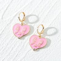 Fashion Simple Dripping Oil Pink Crying Face Earrings Creative Alloy Earrings main image 1