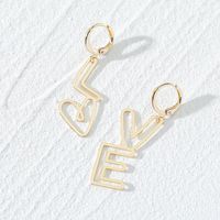 Fashion Creative Ear Jewelry Gold Color Letter Love Asymmetric Earrings Alloy Earrings main image 3
