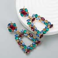 Fashion Vintage Exaggerated Color Rhinestone Geometric Retro Earrings main image 5