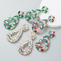 Fashion New Alloy Rhinestone Colored Glass Exaggerated Earrings Wholesale main image 1