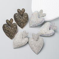 Fashion Bohemian Retro Full Rhinestone Heart-shaped Earrings Wholesale main image 1
