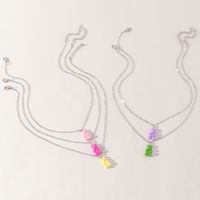 Korean Simple Bohemian Style Cute Colorful Resin Bear Set Children's Necklace main image 3