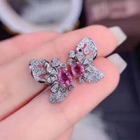 Korean Pink Diamond Butterfly Copper Stud Earrings main image 3