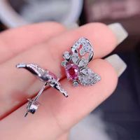 Korean Pink Diamond Butterfly Copper Stud Earrings main image 4