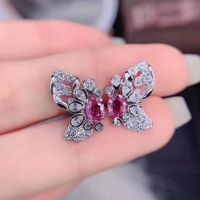 Korean Pink Diamond Butterfly Copper Stud Earrings main image 5