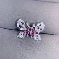 Korean Pink Diamond Butterfly Copper Stud Earrings main image 6