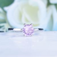 Fashuion Einfacher Eingelegter Rosafarbener Diamant Kombinierter Zirkonia-kupferring main image 6