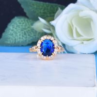 Fashion Retro Rings Royal Blue Jewelry Spinel Sapphire Opening Copper Ring main image 2
