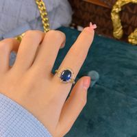Fashion Retro Rings Royal Blue Jewelry Spinel Sapphire Opening Copper Ring main image 5