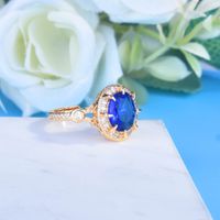 Fashion Retro Rings Royal Blue Jewelry Spinel Sapphire Opening Copper Ring main image 6