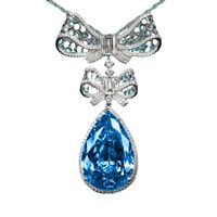 Light Luxury Full Diamond Topaz Blue Suit Bow Necklace Earrings Ring Female main image 6