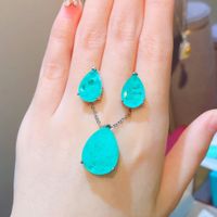 Emerald Paraiba Pear Shape Stud Earrings Simple Women's Pendant Wholesale main image 1