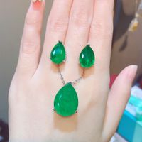 Emerald Paraiba Pear Shape Stud Earrings Simple Women's Pendant Wholesale main image 3