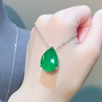 Emerald Paraiba Pear Shape Stud Earrings Simple Women's Pendant Wholesale main image 4