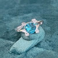 Fashion Aquamarine Ring Simple Diamond Ring Opening Copper Ring main image 2