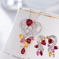 Fashion Light Luxury Full Diamond Ruby Pendant T Square Diamond Earrings Female main image 1