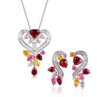 Mode Licht Luxus Voller Diamant Rubin Anhänger T Quadrat Diamant Ohrringe Weiblich main image 6