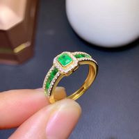 Art Und Weise Nachgemachter Kolumbianischer Smaragdring Voller Diamantreihenring, Der Kupferring Öffnet main image 6