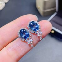 New Fashion Imitation Natural Blue Topaz Copper Earrings main image 4