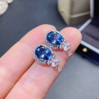 New Fashion Imitation Natural Blue Topaz Copper Earrings main image 5