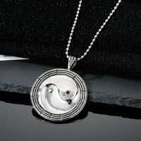 Retro Punk Hip Hop Geometric Round Pendant Tai Chi Shield Alloy Necklace main image 3