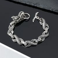 Simple Retro Geometric Dragon-shaped Metal Hip-hop Bracelet Wholesale main image 4