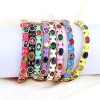 Vintage Micro-inlaid Zircon Color Dripping Oil Adjustable Opening Bracelet main image 2