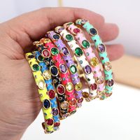 Vintage Micro-inlaid Zircon Color Dripping Oil Adjustable Opening Bracelet main image 3