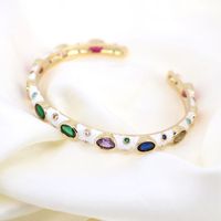 Vintage Micro-inlaid Zircon Color Dripping Oil Adjustable Opening Bracelet main image 5