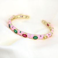 Vintage Micro-inlaid Zircon Color Dripping Oil Adjustable Opening Bracelet main image 6