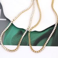 Hip-hop Jewelry Micro-inlaid Zircon Single Row Copper Necklace main image 3