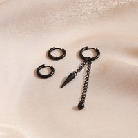 New Creative C-shaped Stainless Steel Men's Stud Earrings Screw Tip Cone Chain Ear Clips main image 4