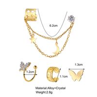 New Full Diamond Butterfly Golden Star Moon C-shaped Alloy Ear Bone Clip 4-piece Set main image 3