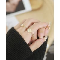 Fashion Geometric Round Pattern Ring Retro Hip Hop Opening Copper Ring main image 6