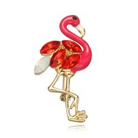 Flamingo Diamond Brooch Fashion Girls Bird Corsage Brooch sku image 3