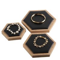 Accesorios De Exhibición De Joyería De Bambú Y Madera, Soporte Hexagonal De Tres Piezas Para Mostrador De Joyería sku image 1