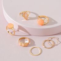 European And American Fashion Jewelry Stacking Alloy Resin Ring Set sku image 1