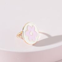 European And American Fashion Jewelry Color Drip Oil Flower Ladies Ring sku image 1