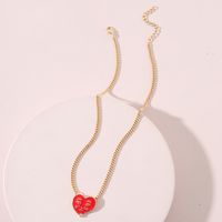 Fashion Jewelry Dripping Oil Heart-shaped Face Metal Chain Alloy Necklace sku image 1