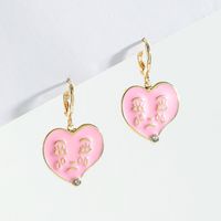 Fashion Simple Dripping Oil Pink Crying Face Earrings Creative Alloy Earrings sku image 1