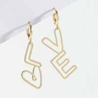 Pendientes Asimétricos Con Letras De Color Dorado Para Oreja, Joyería Creativa A La Moda, Pendientes De Aleación sku image 1