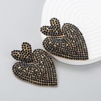Fashion Bohemian Retro Full Rhinestone Heart-shaped Earrings Wholesale sku image 4