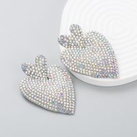 Fashion Bohemian Retro Full Rhinestone Heart-shaped Earrings Wholesale sku image 1