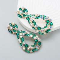 Fashion New Alloy Rhinestone Colored Glass Exaggerated Earrings Wholesale sku image 1