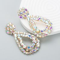 Fashion New Alloy Rhinestone Colored Glass Exaggerated Earrings Wholesale sku image 2