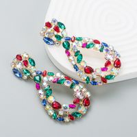 Fashion New Alloy Rhinestone Colored Glass Exaggerated Earrings Wholesale sku image 3