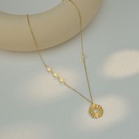 Einfache Hohle Lotusblatt-anhänger-schlüsselbeinkette Aus Titan-stahl-halskette sku image 1