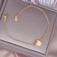Cute Ladybug Necklace Bracelet Earrings Sand Gold Plated Hetian Jade Necklace Beetle Pendant sku image 2